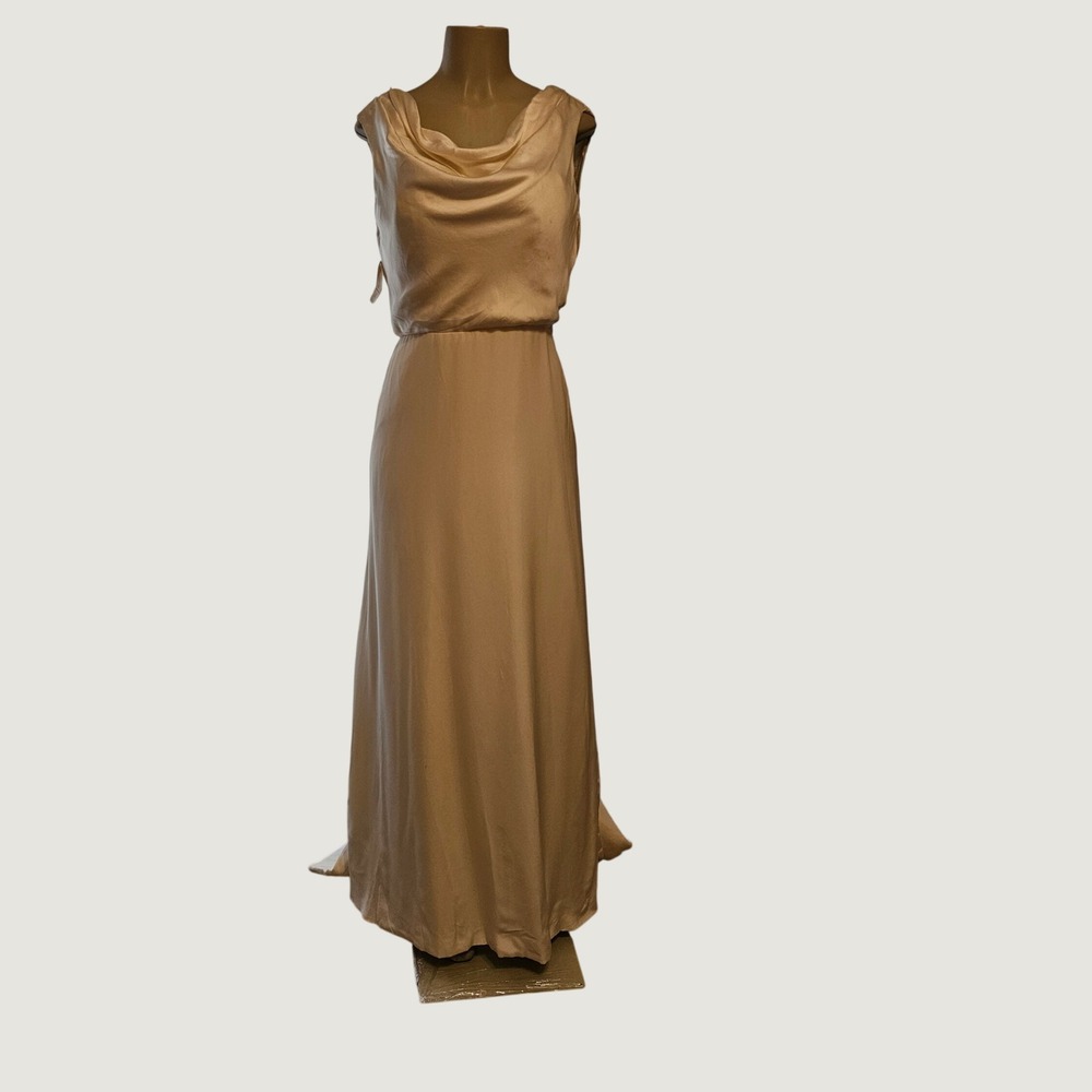 Atelier Venturucci Italy Silk Cowl Neck Maxi Dress Ivory Size 46/10 Vintage